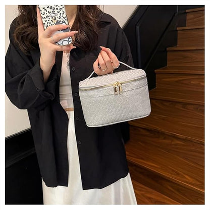 EURYNOME Makeup Bag with Custom Letter X, Water-Resistant Travel Organizer Pouch, (8.3x5.1x5.1 Inch) Cosmetic Case for Women