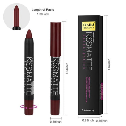 evpct 1Pcs Deep Dark Red Matte Lipstick and Lip Crayon Liner Pencil Pen Set for Women Lip Stain Long Lasting Waterproof labiales mate magicos 24 horas originales pintalabios permanente 24 horas 11