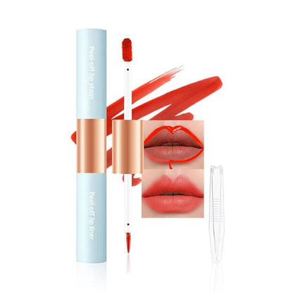 Matte Lip Stain Peel Off Lip Gloss& Lip Liner 2-in-1: One end defines lips with precision liner, the other peels off to reveal long-lasting, waterproof, smudge-proof, transfer-proof matte color.6#