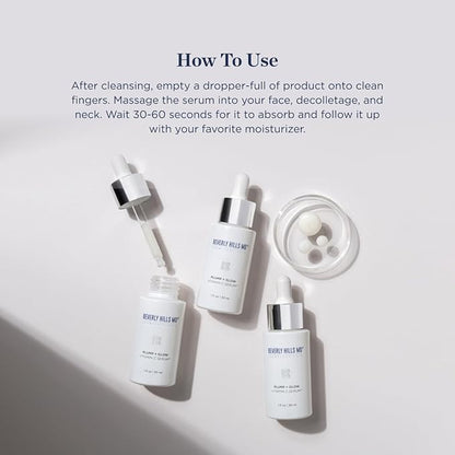 Beverly Hills MD Plump + Glow Vitamin C Serum for Aging Skin- Plumping Anti Wrinkle Lines Formula - Smooth, Firm, Brighten Skin w/Kakadu Plum, Niacinamide, Pomegranate Oil, Red Algae Extracts