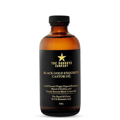 The Goodbye Company Black & Gold Castor Oil Blend – Cold-Pressed & Unrefined – Pure Hexane-Free Oil for Hair, Skin, Body, Eyelashes & Eyebrows