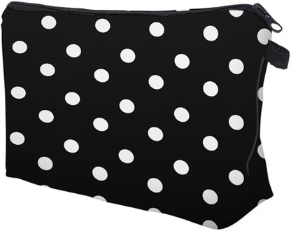 Small Makeup Bag Cosmetic Bag for Women, Pretty Design Organizer Case with Zipper Closure, Lightweight and Water-Resistant Make Up Bag - 8.65"x 5.35" x 7.08"（Polka Dot）