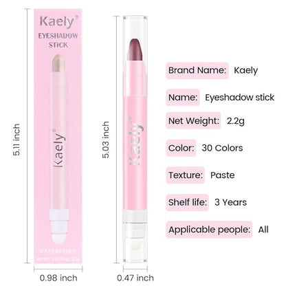 evpct 1Pcs Orchid Shimmer Cream Eye Shadow Brightener Sticks for Eyes Waterproof Pigmented, Double Ended Cream Eyeshadow Stick Pencil Pen with Applicator, Eye Shadow Palette Highlighter Makeup 26