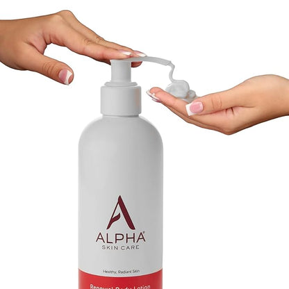 Alpha Skin Care Revitalizing Body Lotion, 12% Glycolic AHA, Simple & Effective Daily Moisturizer with Alpha Hydroxy Acid, Hydrates & Exfoliates for Soft, Smooth Skin, Anti-Aging, 12 Oz