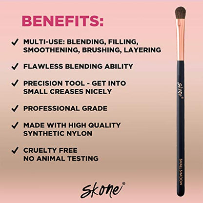 Skone Cosmetics | Professional Grade Makeup Brush | Eye Shadow | Eyebrows | Primer | Smudger | Nylon Brush (Small Shadow Brush)