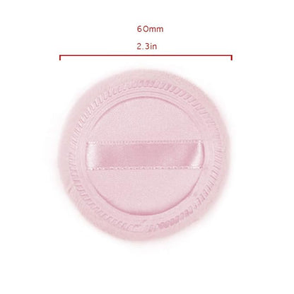 10pcs Powder Puff Cotton Cosmetic Face Makeup Powder Puffs Pads with Ribbon for Loose and Foundation 2.36 inch. (Pink)