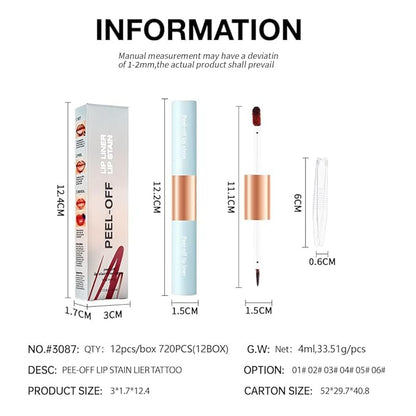 Matte Lip Liner Peel Off Lip Stain, Long Lasting Peel Off Lip Liner Stain, Peel-off Lip Gloss For All Skin Types, Transfer-proof Highly Pigmented Color Waterproof, (05#, Pack of 1)