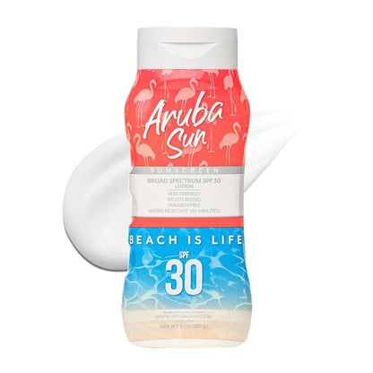 SPF 30 Sunscreen Lotion 8oz - Reef Act Compliant no 67 Octinoxate & Oxybenzone Free - Sun Screen Broad Spectrum UVA/UVB - Sunscreen Waterproof and Non-Greasy