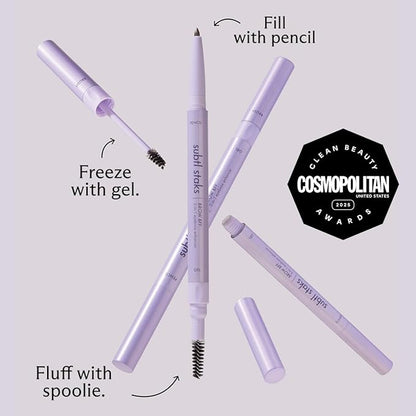 3-in-1 Brow Pencil Subtl Staks- Vegan, Smudge-Proof, with Spoolie Brush and Clear Gel - Best Eyebrow Pencil for Fluffing, Filling, and Setting Brows, Auburn