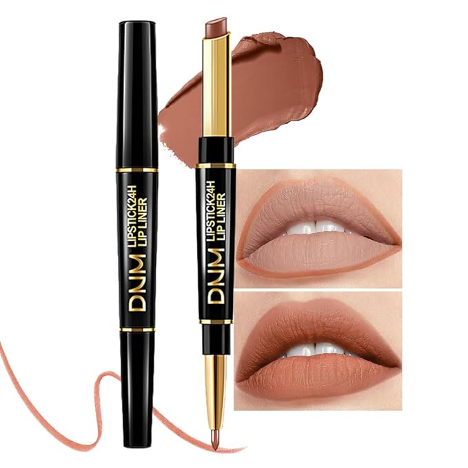 2-in-1Nude Brown Lip Liner & Lipstick Set Kit for Women, Matte Lips Kit with Lip Liner Lip Stains Long Lasting Waterproof 24 Hour Lipstick and Lip Liners Combo Lipliners Pencil Set 37
