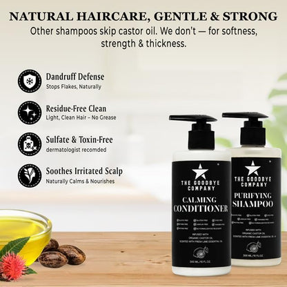 Castor Oil Shampoo and Conditioner Set - Made in USA, 10 oz Bottles