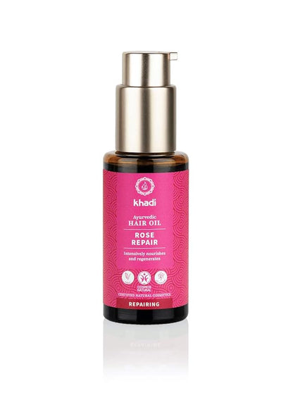 KHADI ROSE REPAIR Hair Oil - Regeneration for structurally damaged, dry hair & split ends - 100% natural, plant-based, vegan & silicone-free - 1.69 fl oz