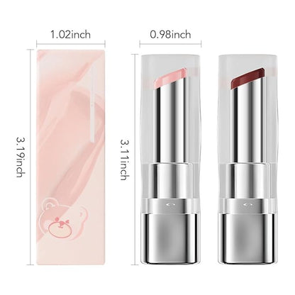 2Pcs Tinted Lip Balm Moisturizing Lipstick – Deep Rose Colored Bean paste & Soft Pale Pink Sheer Hydrating Lip Color for Dry Lips – Nourishing Lip Balm for All Women with a Subtle Natural Scent