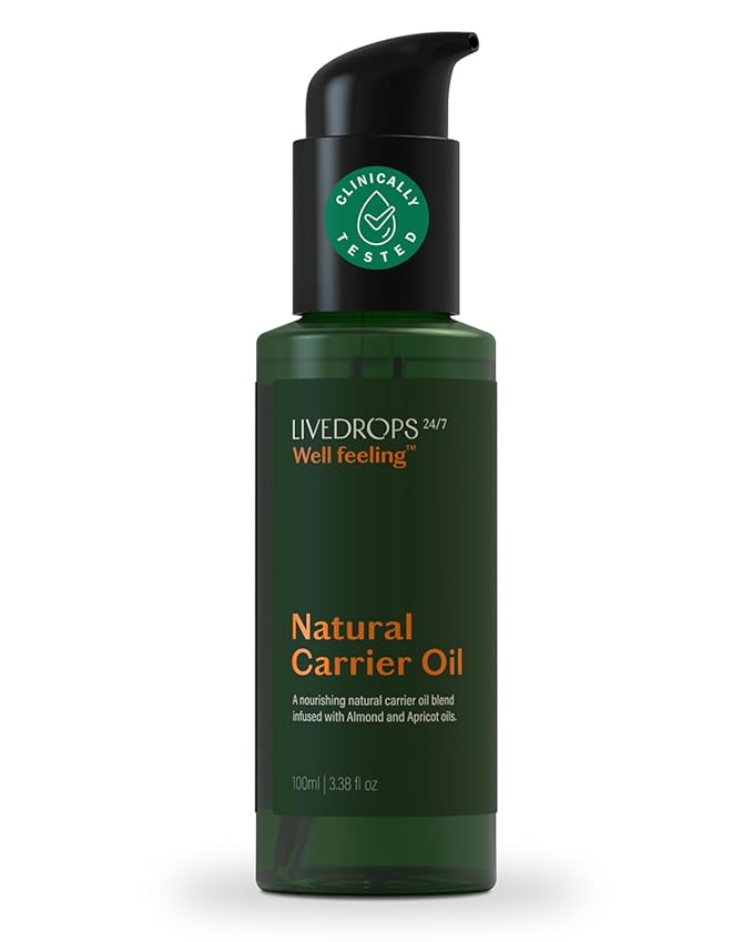 Livedrops 24/7 Unscented Carrier Oil for Essential Oils – Skin Safe, Vegan, Odorless, Fast Absorbing – Mix for Dilution, Massage, Hair & Face Care – Crafted in France – Clinically Tested