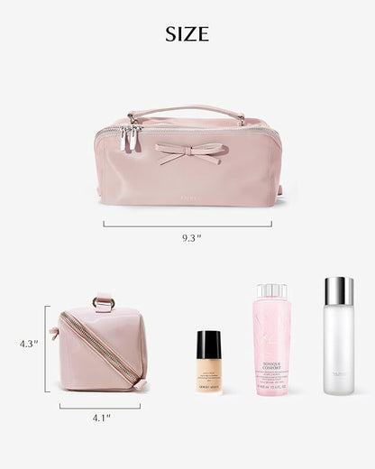 EACHY Travel Makeup Bag,Large Capacity Cosmetic Bags for Women,Waterproof Portable Pouch Open Flat Toiletry Bag Pattern Makeup Bag