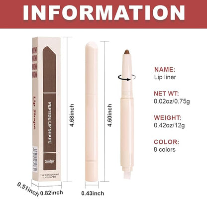 Plump Matte Crayon Lip Liner Pencil, Chocolate Lipstick Lip Liners for Women, 24 Hour Long-Lasting Lip Gloss Makeup, With Silicone Smudger for Define Contours & Sculpting Lip, 06