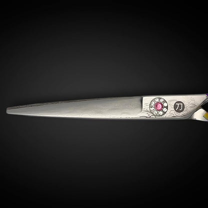 Saki Kohana Damascus Steel Hair Cutting Shears, 61-63 HRC Hardness, Japanese Convex Blade