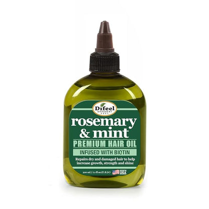 Difeel Rosemary and Mint Premium Hair Oil with Biotin 7.1 oz. (PACK OF 2) - Made with Natural Mint & Rosemary Oil for Hair Growth