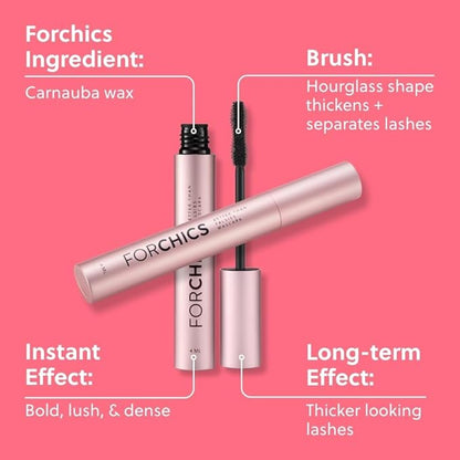 ForChics- Nourishing Eyelash Growth Mascara - Volumizing & Lengthening, Moisturizing Black Formula for Sensitive Eyes, Enhances Thickness & Health