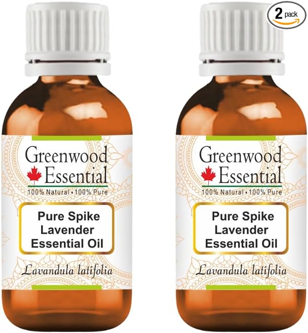 Greenwood Essential Pure Spike Lavender Essential Oil (Lavandula latifolia) Steam Distilled (Pack of Two) 15ml X 2 (1 oz)