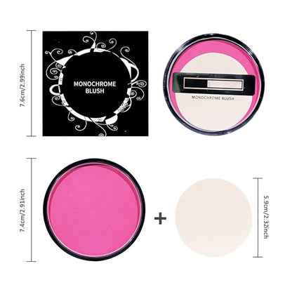 Natural Single Matte for Face Cheeks Blush with Makeup Powder Puff, Watermelon Pink Monochrome Blush Cream Powder Makeup Palette Blushes Long-lasting Blendable Foundation for Women Every Day 06