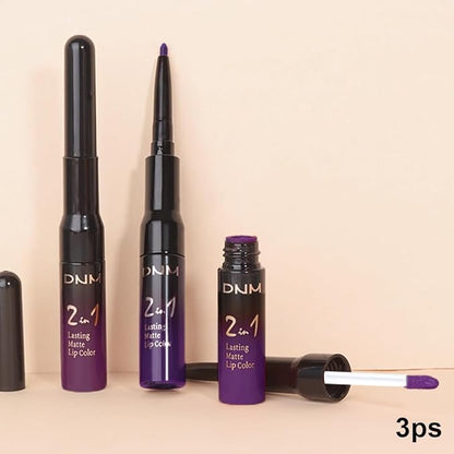 evpct 3Pcs Burgundy Red Black Dark Purple Matte Lip Liner & Liquid Lipstick Stain Makeup Set for Women, Lip Liner Stain Long Lasting Waterproof Smudge Proof, Cruelty Free Lip Makeup 24 hours originale