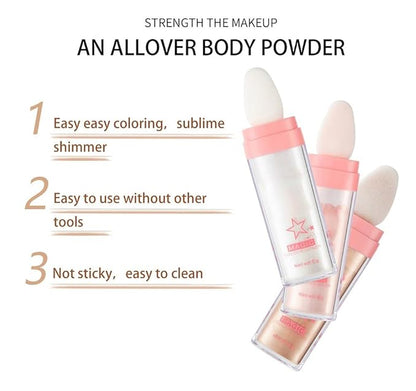 Glitter Powder Highlighter Makeup,Body Brightens the Natural and Face Blusher Patting Powder Highlighter Makeup Beauty Glitter.(02# Fairy pink)