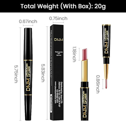 Kaely 2-in-1 Nude Pink Velvet Matte Lip Liner & Lipstick Combo Set Kit for Women, Magic 24 Hours Lipstick and Lip Liner Makeup Set Stain Long Lasting Waterproof labial 46