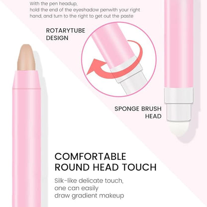 evpct 1Pcs Desert Matte Cream Eye Shadow Brightener Sticks for Eyes Waterproof Pigmented, Double Ended Cream Eyeshadow Stick Pencil Pen with Applicator, Eye Shadow Palette Highlighter Makeup 28