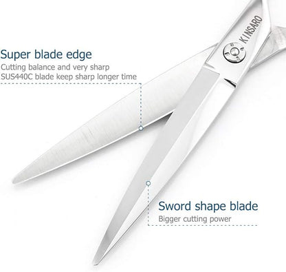 Barber Scissors 7" Professional Sliding Hair Scissors Willow Shape Sliding Hair Shears Professional Haircut Razor Edge 440c Barber Shears KINSARO for Hairdresser Barbershop or Home Use