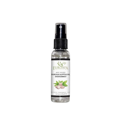 EuroSpa Aromatics Pure Eucalyptus Oil ShowerMist and Steam Room Spray, All-Natural Premium Aromatherapy Essential Oils - Mint Infused, 2oz