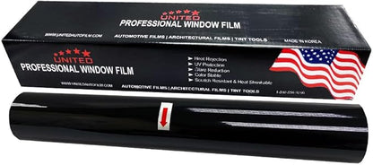 United Professional Window Tint 3% VLT 40" in x 100'Ft 1Ply Dyed Upgraded Film - Privacy Window Tint for Cars, Home, Blocks UV/IR Rays, Reduce Heat & Glare - Adhesive Window Film Standard Black Color