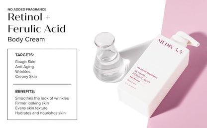 MEDIX Fragrance Free Retinol Face Moisturizer & Body Lotion Crepey Skin Care Treatment | Anti Aging Firming Retinol Cream For Face Targets Loose Crepe Skin, Wrinkles, & Fine Lines, 15 Fl Oz, 2-Pack