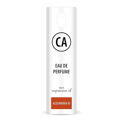 CA Perfume Impression of Alexandria III Unisex Eau De Parfum Amber Floral Scent Long Lasting Unisex Fragrance Travel Size TSA Ready for Day and Night Wear 0.33 Fl Oz 10ml