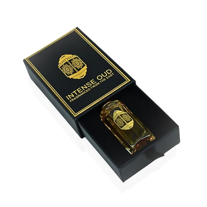 INTENSE OUD Crushed Long Lasting Arabian Perfume Oils for Women 12ML - Fragrance Oil with Frozen Pear, Peony & Apricot, Finished with Vanilla & Musk - Concentrated Perfume Oil in Black Gift Box