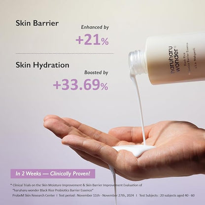 haruharu Wonder Black Rice Probiotics Barrier Essence, Travel Size, Skin Flooding & Layering, Strengthen Skin Barrier, Soothing, Plumping, Holiday Stocking Stuffer, Korean Skincare, 1.01 fl. oz