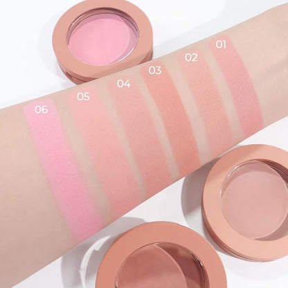Single Nude Beige Matte Powder Blush Palette Face Makeup, Blush for Looks Younger Cheeks, Monochrome Cream Blushes Lightweight Long Lasting, Blush for Women All Skin Tones Paleta de, 02