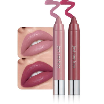 2Pcs Mauve & Plum Purple Hydrating Cream Lipsticks Lip Crayon for Women, Moisturing Lipstick Longwear Lip Liner Crayon Set for Ombre Shades, Matte Creamy Lips Stick Natural Nourishing Lips Balm Set, D