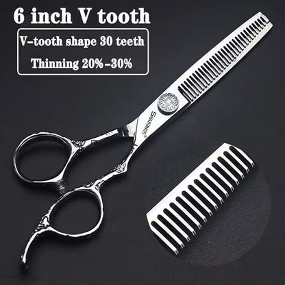 6/7-Inch Professional Hair Scissors Haircut Rose Pattern Hair Scissors Styling Tools Japanese Stainless Steel Scissor Set (6-inch -3pc)