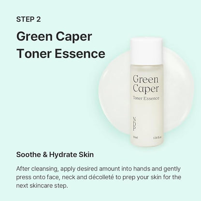 Travel Kit - Mini Travel Size Skincare Essentials - Moringa Hemp Gel Cleanser, Green Caper Toner Essence, Cica Bio-Placenta Cream, B9 Tone-Up Cream (4 items)