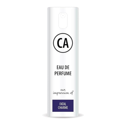 CA Perfume Impression of Fatal Charme Unisex Eau De Parfum Floral Woody Musk Scent Long Lasting Unisex Fragrance Travel Size TSA Ready for Day and Night Wear 0.33 Fl Oz 10ml