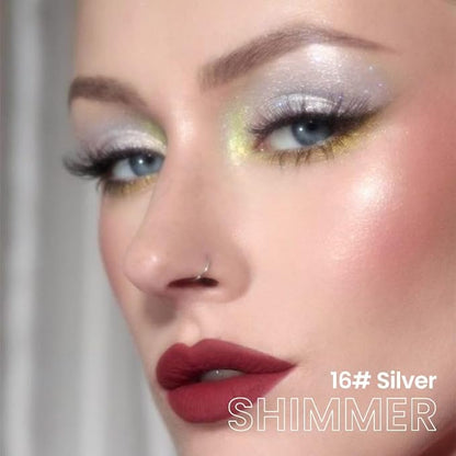 evpct Silver Shimmer Cream Eye Shadow Brightener Sticks Set for Eyes, Silver Shimmery Matte Pencil Eye shadow Applicator Stick Pen Palette Makeup Waterproof sombras en crema para ojos 16#