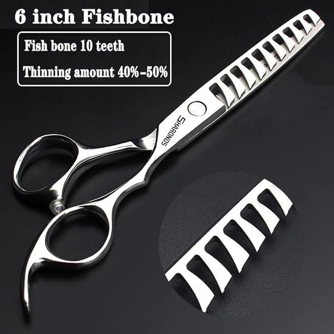 Barber hair scissors, Axemoore professional haircut Cutting Scissors/Shears set- 6", made of Japanese stainless steel, especially (6 in- tooth-E)