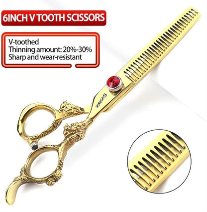 5.5/6 /7 Inch Purple Dragon Knight Professional Japanese Hair Scissors Barber Scissors Set (6 inch 3pc-B)