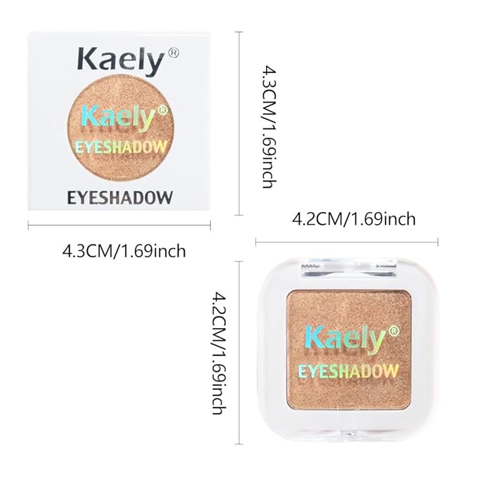 Glitter Single Eye Shadow Palette Makeup, Golden Sparkle Shimmer Monochrome Eyeshadow For Old Women, Mini Pressed Pigmented Waterproof Sombras Para Ojos,Vegan, Talc, Paraben&Cruelty Free, 06