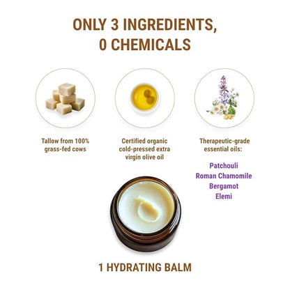 Vintage Tradition Beef Tallow All Purpose Balm - Healing, Hydrating Musk Skin Care Salve Replaces Body Lotion, Hand Cream, More - Essential Oil, Olive Oil, and Grass-Fed Tallow, 2 fl. oz.