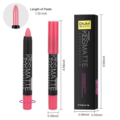 evpct 1Pcs Pink Matte Lipstick and Lip Crayon Liner Pencil Pen Set for Women Lip Stain Long Lasting Waterproof labiales mate magicos 24 horas originales pintalabios permanente 24 horas 04