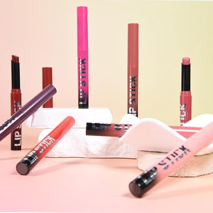 4Pcs Matte Lipstick Set for Women, Hot Pink Orange Red Maroon Plum Purple LIpstick Lip Balm, Long Lasting Waterproof Transfer-Proof Vegan Lip Gloss Products Makeup All-Day Formula SetA02