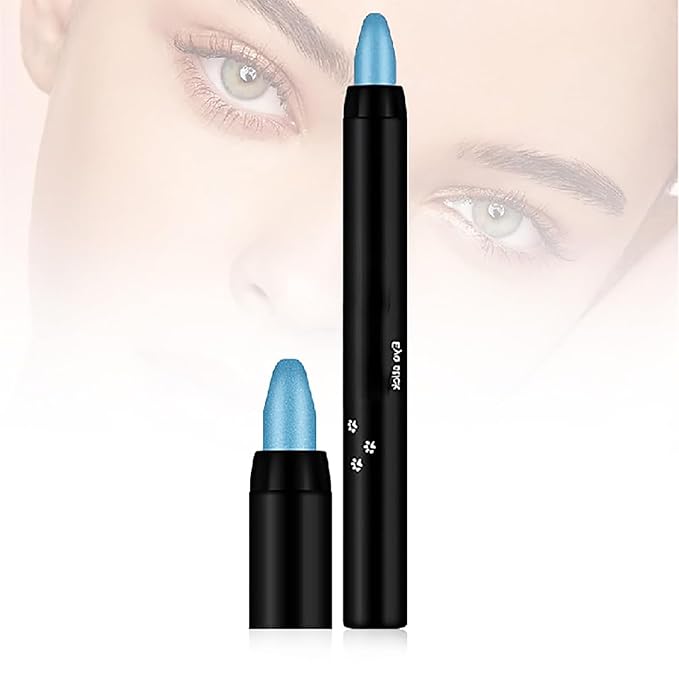 Eyeshadow Shimmer Stick, 16 Color Highlighter Eyeshadows Pencil Waterproof Glitter Eye Shadow Eyeliner Pen, Waterproof Eyeshadows Shimmer Stick Long Lasting Brightener Eyeshadow (11 Blue)