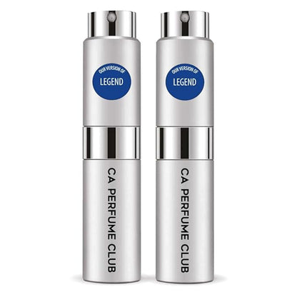 CA Perfume Impression of Legend for Men Aromatic Fougere Scent Long Lasting Cologne for Men Eau De Parfum Travel Size Refillable Atomizer Spray 0.27 Fl Oz 8ml (Pack of 2)